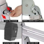 Bullet 5.1m Folding Aluminium Multipurpose Ladder, w/ Workshelf Platform, Spring Assisted Rapid Safety Lock Adjusters - Image 5