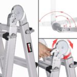 Bullet 5.1m Folding Aluminium Multipurpose Ladder, w/ Workshelf Platform, Spring Assisted Rapid Safety Lock Adjusters - Image 7