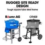 BAUMR-AG 120L Forced Action Pan Mixer, 1500W Electric Direct Drive Motor, Heavy-Duty Frame, for Mortar Screed Resin Cement, 10 Inch Solid Rubber Wheels - Image 12