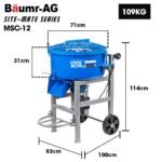 BAUMR-AG 120L Forced Action Pan Mixer, 1500W Electric Direct Drive Motor, Heavy-Duty Frame, for Mortar Screed Resin Cement, 10 Inch Solid Rubber Wheels - Image 13