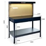 BAUMR-AG Steel Garage Workbench with LED Lights Pegboard Tool Storage Work Bench Workshop Table - Image 2