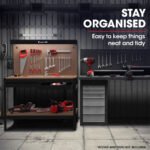 BAUMR-AG Steel Garage Workbench with LED Lights Pegboard Tool Storage Work Bench Workshop Table - Image 4