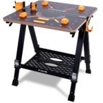 BAUMR-AG Portable Multifunction Workbench, 2-in-1 Worktable and Sawhorse, Height Adjustable, Expandable