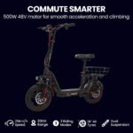 ALPHA Rover Electric Scooter with Seat, 500W 48V 25km/h 30km Range, 14-inch Tyres, Motorised Commuter eScooter for Adults, Black - Image 3