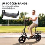 ALPHA Rover Electric Scooter with Seat, 500W 48V 25km/h 30km Range, 14-inch Tyres, Motorised Commuter eScooter for Adults, Black - Image 4