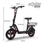 ALPHA Rover Electric Scooter with Seat, 500W 48V 25km/h 30km Range, 14-inch Tyres, Motorised Commuter eScooter for Adults, Black - Image 15