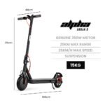 ALPHA Urban 8 Electric Scooter, Suspension, 25km Range, 8.5-Inch Wheels, Brushless Motor, Motorised Commuter eScooter for Adults, Black - Image 13