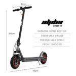 ALPHA Urban 10 Electric Scooter, 35km/h, Suspension, 35km Range, 10-Inch Wheels, Brushless Motor, Free APP, Motorised Commuter eScooter for Adults, Grey - Image 3