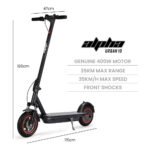ALPHA Urban 10 Electric Scooter, 35km/h, Suspension, 35km Range, 10-Inch Wheels, Brushless Motor, Free APP, Motorised Commuter eScooter for Adults, Black - Image 3