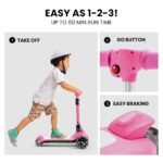 ROVO KIDS 3-Wheel Electric Scooter , Ages 3-8, Adjustable Height, AU Compliant, Lithium Battery, Pink - Image 3