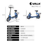 VALK Electric Scooter with Seat, Disc brakes, 12" Tyres, AU Compliant, for Adults, Teens, Commuter, Blue - Image 3