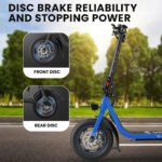 VALK Electric Scooter with Seat, Disc brakes, 12" Tyres, AU Compliant, for Adults, Teens, Commuter, Blue - Image 6