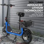 VALK Electric Scooter with Seat, Disc brakes, 12" Tyres, AU Compliant, for Adults, Teens, Commuter, Blue - Image 10