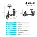 VALK Electric Scooter with Seat, Disc brakes, 12" Tyres, AU Compliant, for Adults, Teens, Commuter, Black - Image 3