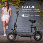 VALK Electric Scooter with Seat, Disc brakes, 12" Tyres, AU Compliant, for Adults, Teens, Commuter, Black - Image 4