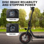 VALK Electric Scooter with Seat, Disc brakes, 12" Tyres, AU Compliant, for Adults, Teens, Commuter, Black - Image 6