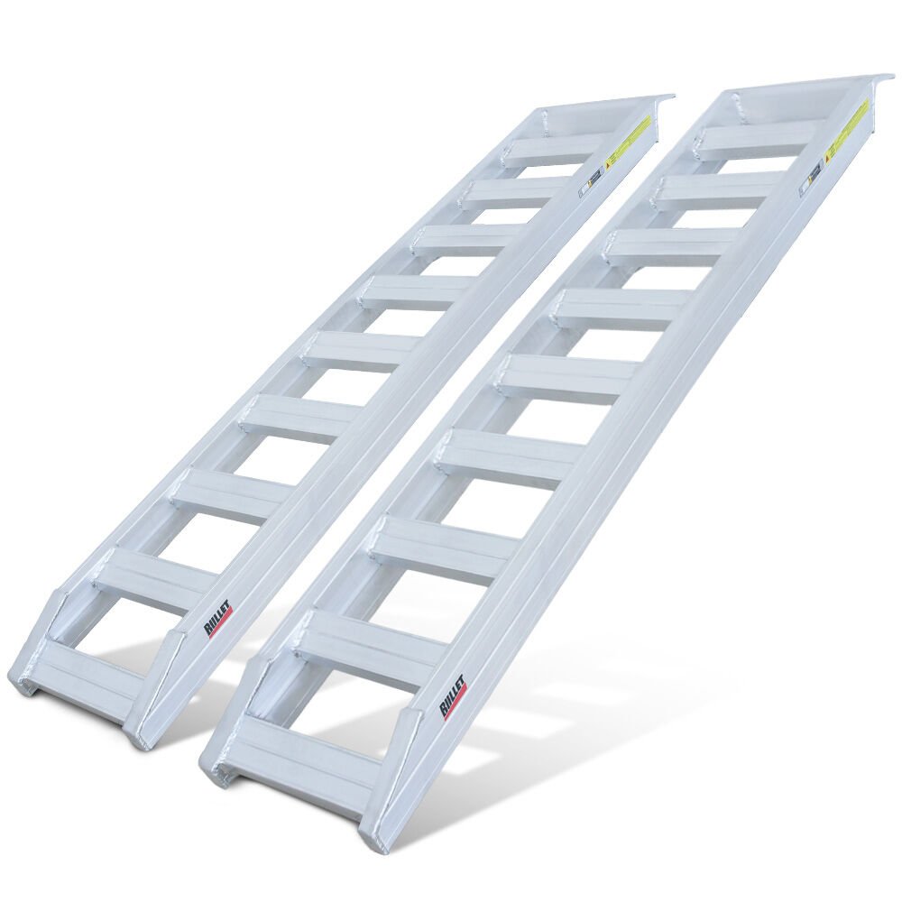 V219-VHWRMPBPA23AX2-202601061025-00.jpg BULLET Pair of 2.3m Aluminium Loading Ramps, 4000kg Total Capacity, Heavy-Duty, 50cm Max Height, Safety Pin, for Car, 4x4, Ride on Mower, ATV, Mini Excavator - Image 1