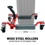 T-Rex 2360kg Set of 4 Vehicle Positioning Jacks with Rack Stand, Mechanical Ratcheting Foot Pedal Wheel Dolly For Auto Car Moving - Image 10