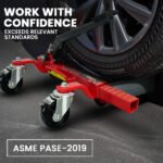 T-Rex 2360kg Set of 4 Vehicle Positioning Jacks, Mechanical Ratcheting Foot Pedal Wheel Dolly For Auto Car Moving - Image 3