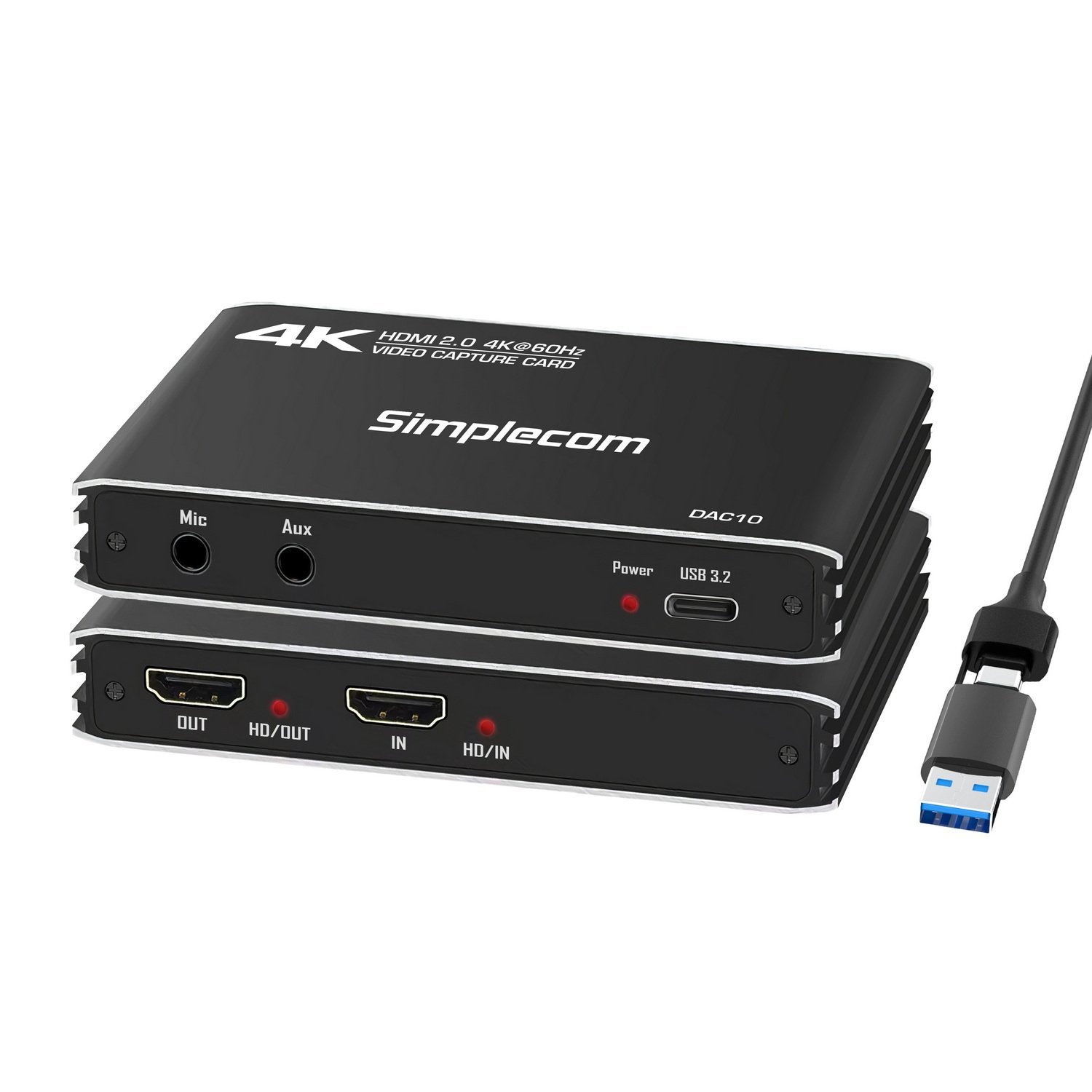 V28-SIMDAC10-202511071055-00.jpg Simplecom DAC10 HDMI 2.0 to USB 4K@60hz Video Capture Card Stream and Record in 4K 60FPS - Image 1