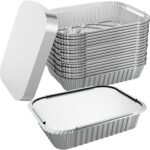 96x Aluminium Disposable Foil Food Container Trays Pans w/ Lids Covers Bulk 24cm*18cm*6cm