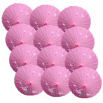 12x PARASOL UMBRELLA Chinese Japanese Bamboo Flower Pattern 80cm Large BULK - Light Pink - Image 2