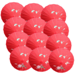 12x PARASOL UMBRELLA Chinese Japanese Bamboo Flower Pattern 80cm Large BULK - Red - Image 2