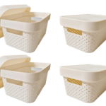24x 5L Premium Plastic Storage Basket Container Box w/ Lid Dot Pattern (26.5*18*12.5cm)