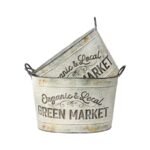 Set 2 Oval Organic Market Planter Storage Buckets 38cm - Image 4