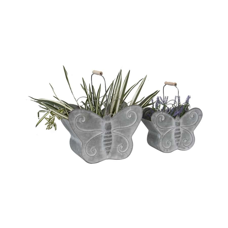 V637-13282BTF-202508251525-00.jpg Set 2 Distressed Butterfly Planters 37cm - Image 1
