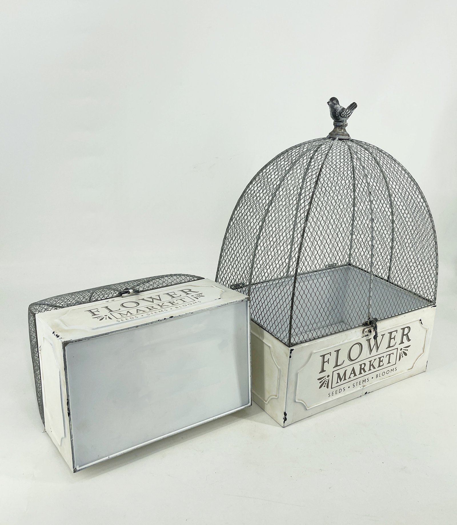 V637-13329CGE-202511130920-00.jpg Set 2 Nested 'Flower Market' Cloche Cages 36cm, 36cm - Image 1