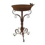 Rust Pressed Metal Birdbath 64cm