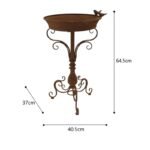 Rust Pressed Metal Birdbath 64cm - Image 2