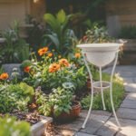 Riviera Pot Planter w Bird on Stand 67cm - Image 2