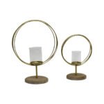 Set 2 Aura Candle holders on Timber Base 38cm - Image 2