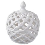 Lattice Decorative Lidded Jar Flower Motive 24cm