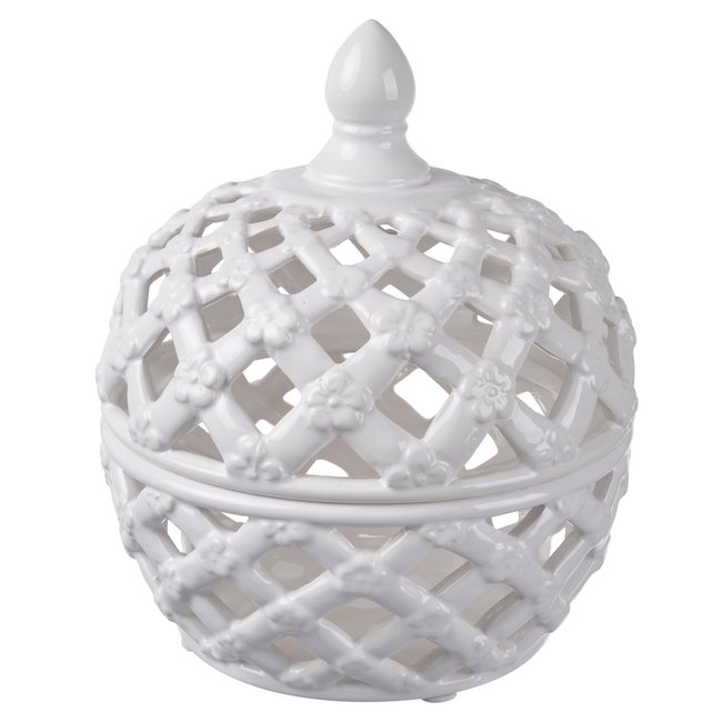 V637-20730-202508251535-00.jpg Lattice Decorative Lidded Jar Flower Motive 24cm - Image 1