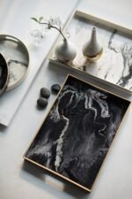 Set 2 Marble Patterned Rectangular Trays 48cm - Image 2