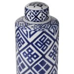 Valora Blue & White Cylinder Jar 35cm - Image 2