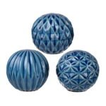 Set 3 Blue Marbleized Balls 10cm
