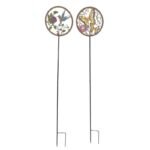Set 2 Asst Round Bird + Butterfly Garden Stakes 110cm
