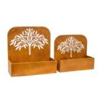 Set 2 Nested Rust 'Tree' Wall/Floor Planters 50cm, 45cm - Image 3