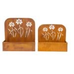Set 2 Nested Rust 'Flowers' Wall / Floor Planters 50cm, 45cm - Image 2