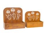 Set 2 Nested Rust 'Flowers' Wall / Floor Planters 50cm, 45cm - Image 3