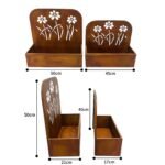 Set 2 Nested Rust 'Flowers' Wall / Floor Planters 50cm, 45cm - Image 5