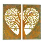 Laser cut Heart 2 Piece Tree of Life Wall Art 94x90cm