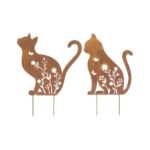 Set 2 Rust Sitting Cat Garden Stakes 37x46cm - Image 2