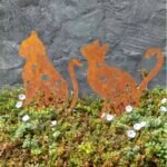 Set 2 Rust Sitting Cat Garden Stakes 37x46cm - Image 3