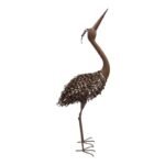 Rust Crane Bird 'Looking Up' Statue 38cm