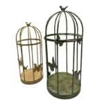 Set 2 Nested Distressed Finish Plant Cages w Butterflies 79cm, 69cm - Image 3